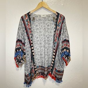 Umgee Multi Pattern Boho Tassel Kimono